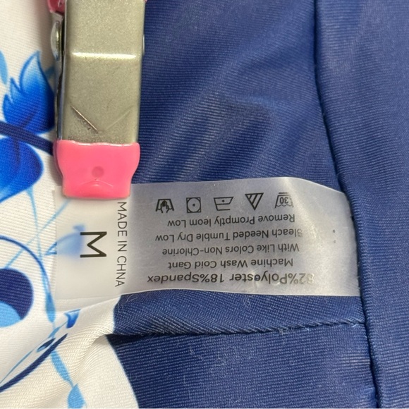 Reversible Adjustable Tie Straps Blue White Patterned One-Piece Swimsuit - Picture 10 of 11